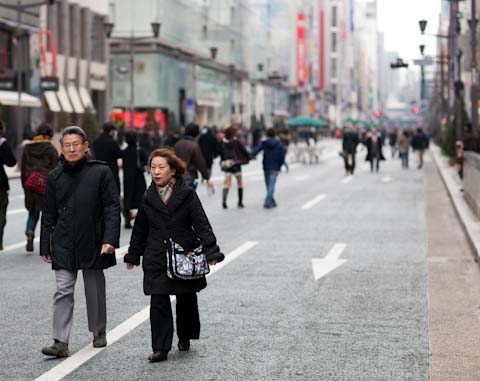 Taking a walk down a normally packed street.