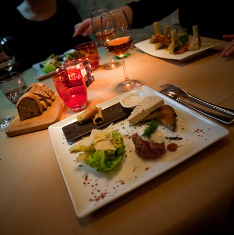 An entree from the tasting menu at a restaurant near the hotel