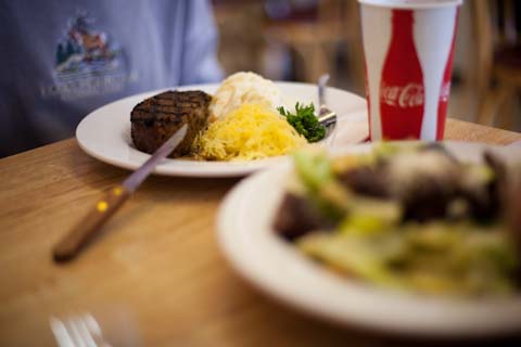 Wild Buffalo Meatloaf with spaghetti squash and garlic mashed potatos