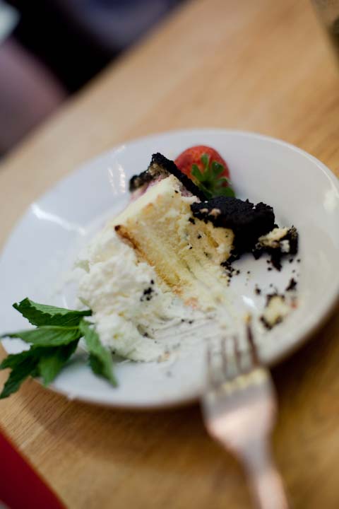 Dense, New York style cheese cake