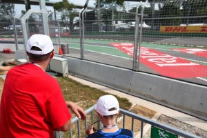 Friends checking out the track before the racing begins