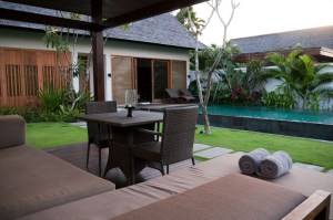 Our villa and pool view from the gazeebo