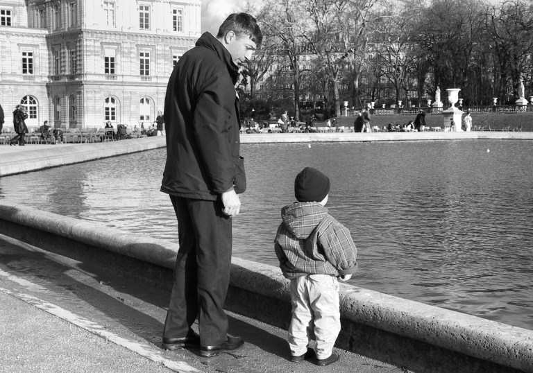 Young and old at the octagonal pond