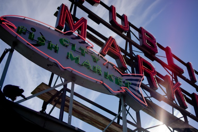 This is probably the number one tourist destination in Seattle, the Pike Street Public Market. Even with the hoards of tourist, it's still fun to wander through.