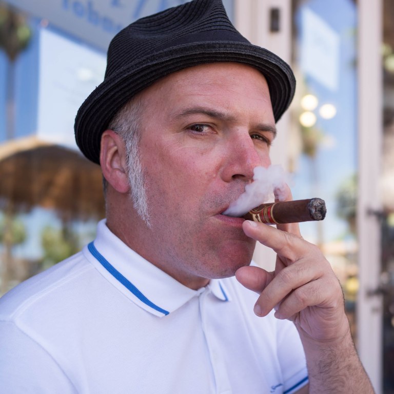 A friend enjoying a cigar. (Palm Springs, California)