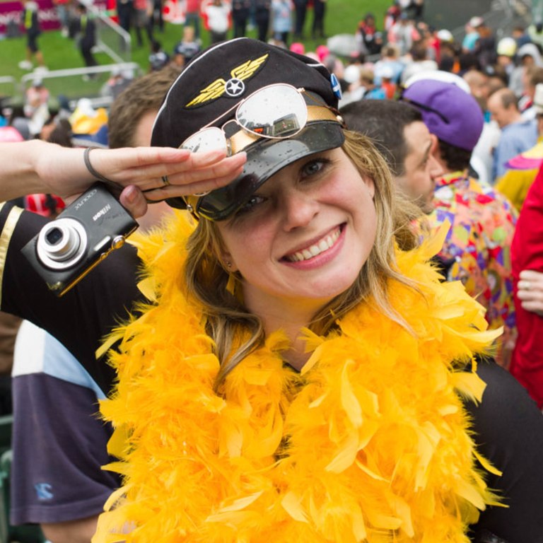 A happy Hong Kong Sevens supporter. (Hong Kong)