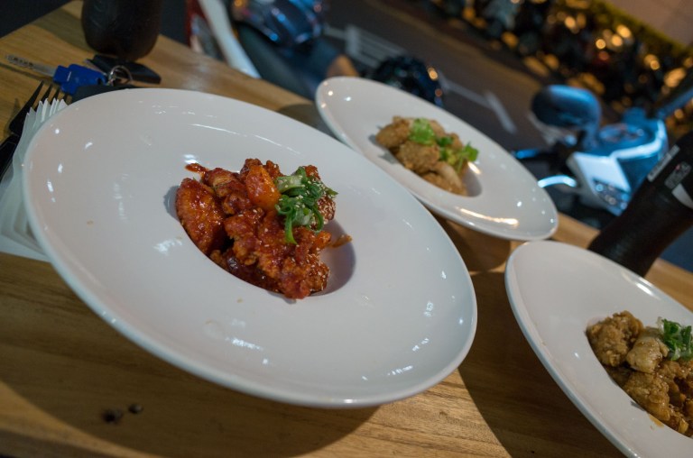 One plate of spicy, one plate of sweet and sour and one plate of BBQ. It was hard to choose a favorite.