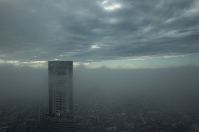 The clouds are starting to break up over Tokyo. 