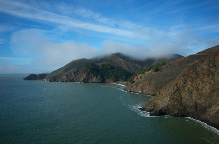 The Marin Headlands from the north end of the Golden Gate bridge, west side. (Ricoh GR)