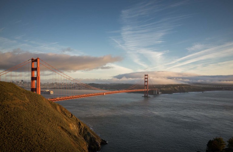 It's almost cliche to take this photo, but it's unavoidable. The Golden Gate bridge from Hawk Hill. (Ricoh GR)