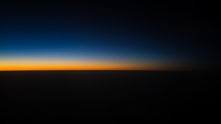 A pretty typical sunset/sunrise scene from cruising altitude. 