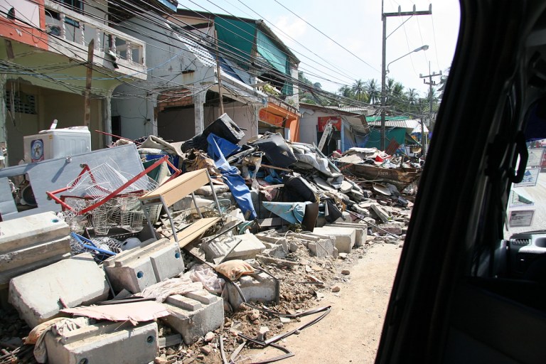 Heading into town it was very clear how destructive the waves were.