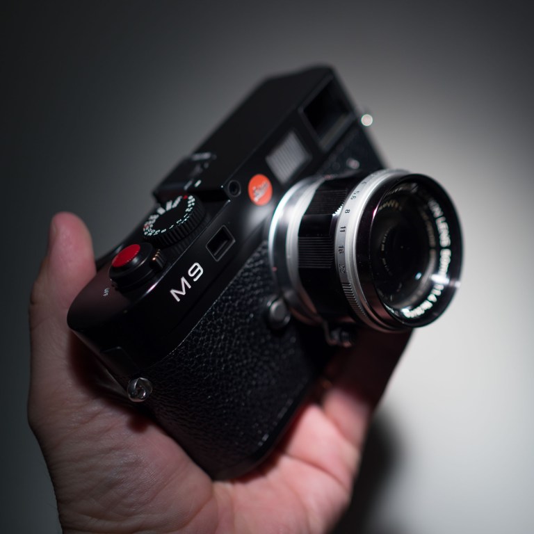 Leica M9 with Canon 50mm f/1.4 lens mounted.