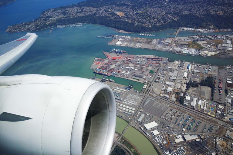 View of the Port of Tacoma on approach to Seatac International Airport. Taken from an ANA 777-300 with a Sigma DP1 Quattro.