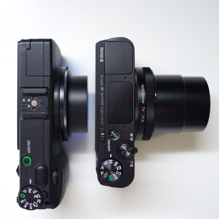 The size of these two premium compacts is about the same until they're turned on.