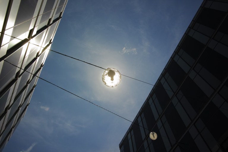 Looking up into the sun. I positioned myself so that the sun was directly behind the glass globe. (Sigma DP1 Quattro - unedited - straight out of camera jpg)