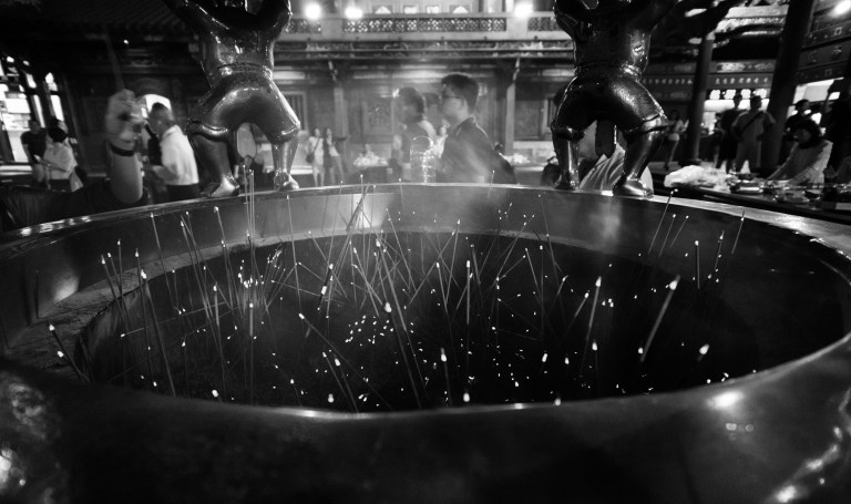 Burning incense. (Ricoh GR with GW-3 Wide Angle Converter)