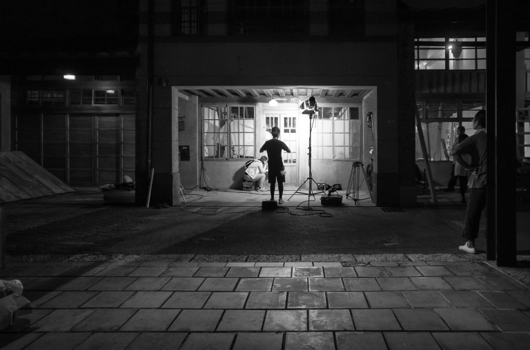 Movie set in use. (Ricoh GR with GW-3 Wide Angle Converter)