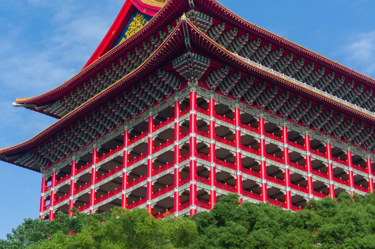 The Grand Hotel, Taipei, Taiwan. From a taxi, windows up, at 30mph. Leica M9 and 75mm Summarit.