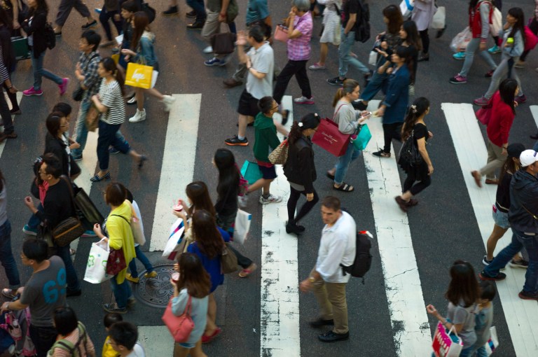 Busy crossing near Taipei 101. I'm a HUGE fan of crosswalks, especially from this perspective. Leica M9 and 75mm Summarit.